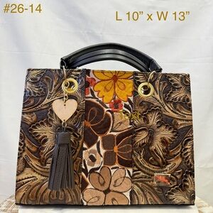 Floral Embossed Leather Handbag